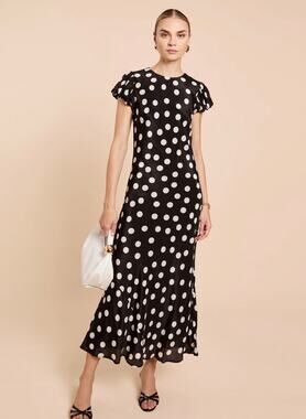New kourt few moda Bibi Dress size 10 black polka dot $172